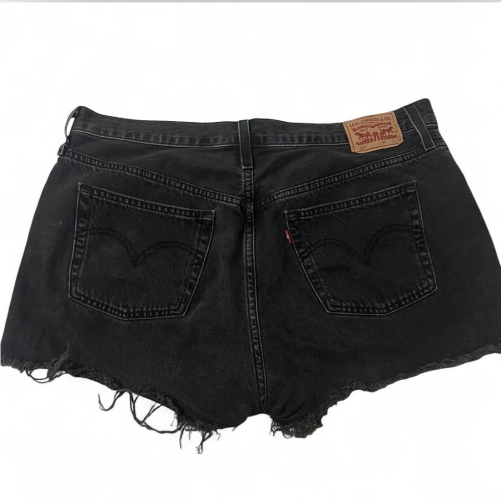 Levi’s 501 Black Distressed Denim Button Fly Jean Shorts